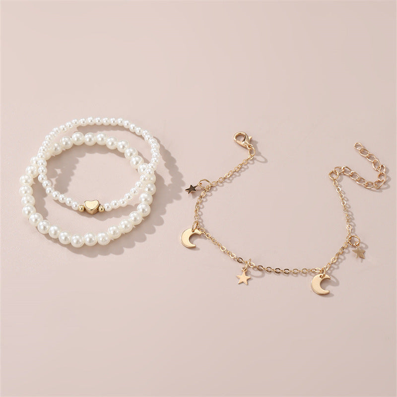 Set di bracciali con stella minimalista in lega per ragazze, gioielli fatti a mano con perline
