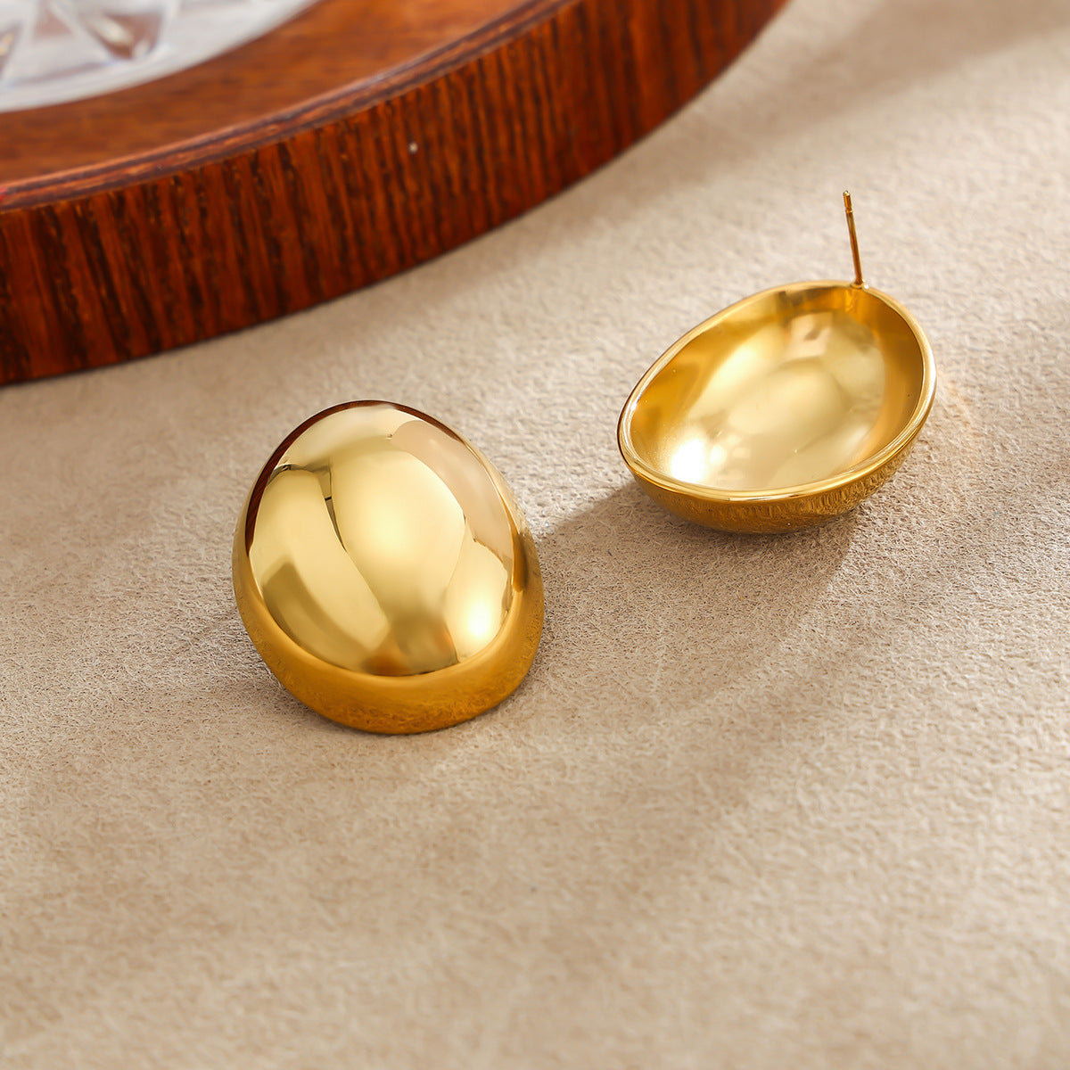 Minimalist Elegant Oval PVD Polished Stainless Steel Earrings for Women
