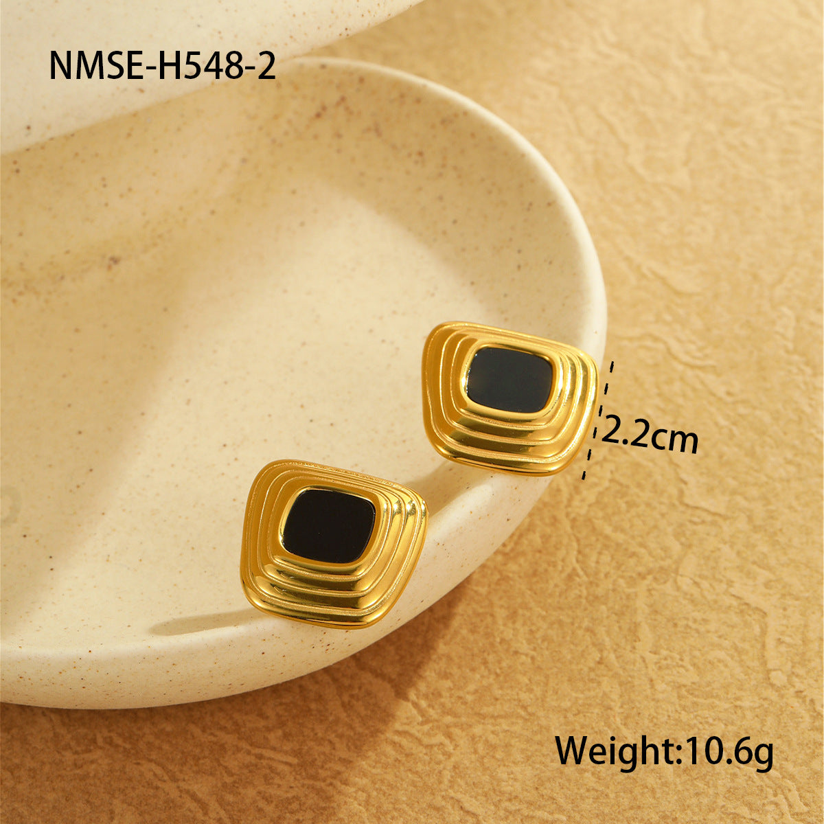 Fashion Geometric Stainless Steel Stud Earrings with Plated Finish for Women