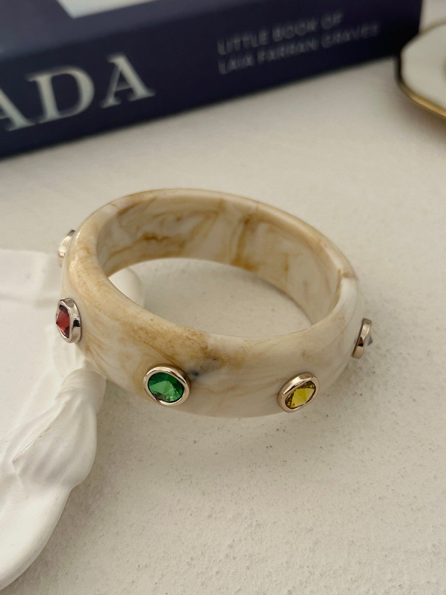 Vintage Minimalist Geometric Resin Gemstone Cuff Bracelet