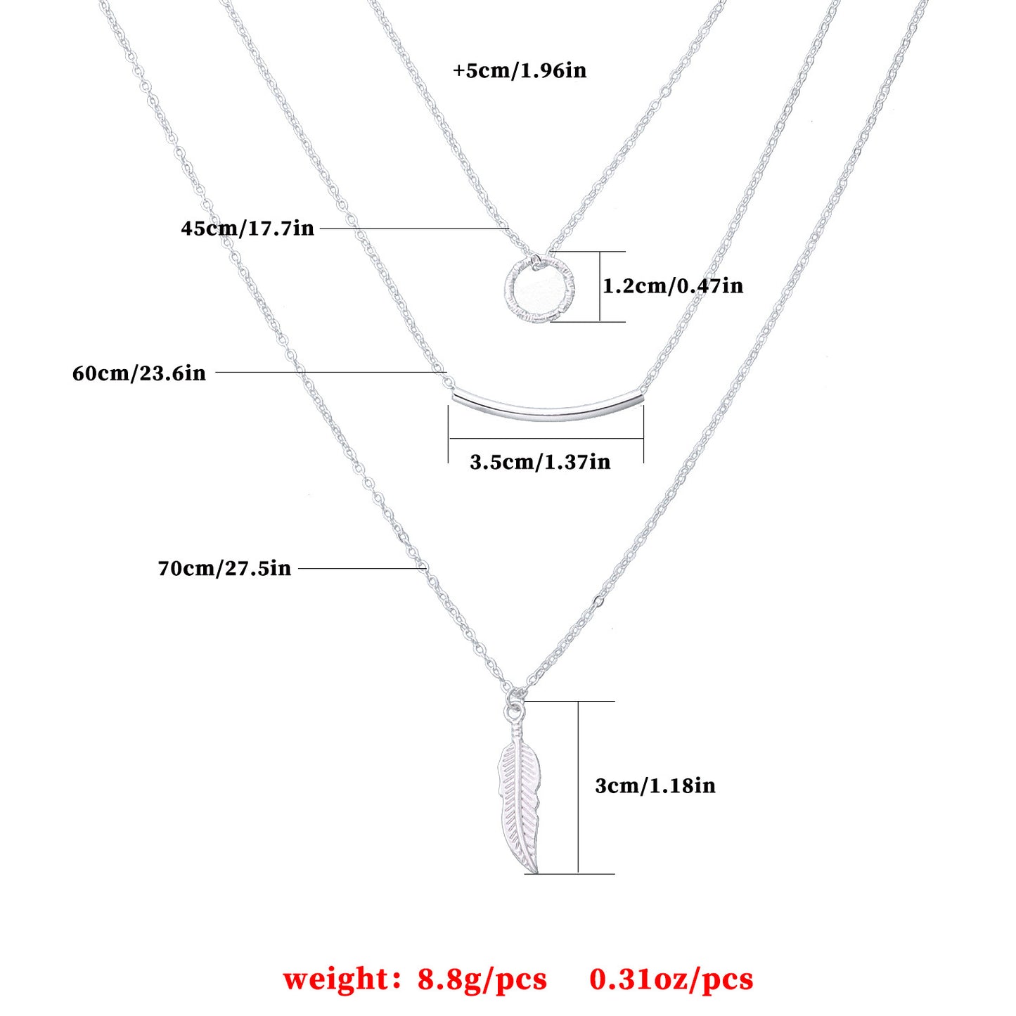 Fashion Multi-Layer Geometric Leaf Pendant Necklace for Women with Alloy Construction and Electroplated Finish