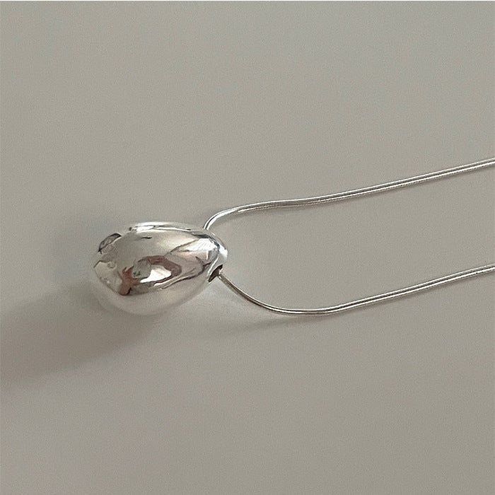 Sweet Minimalist Teardrop Pendant Necklace in 925 Sterling Silver with Geometric Accents