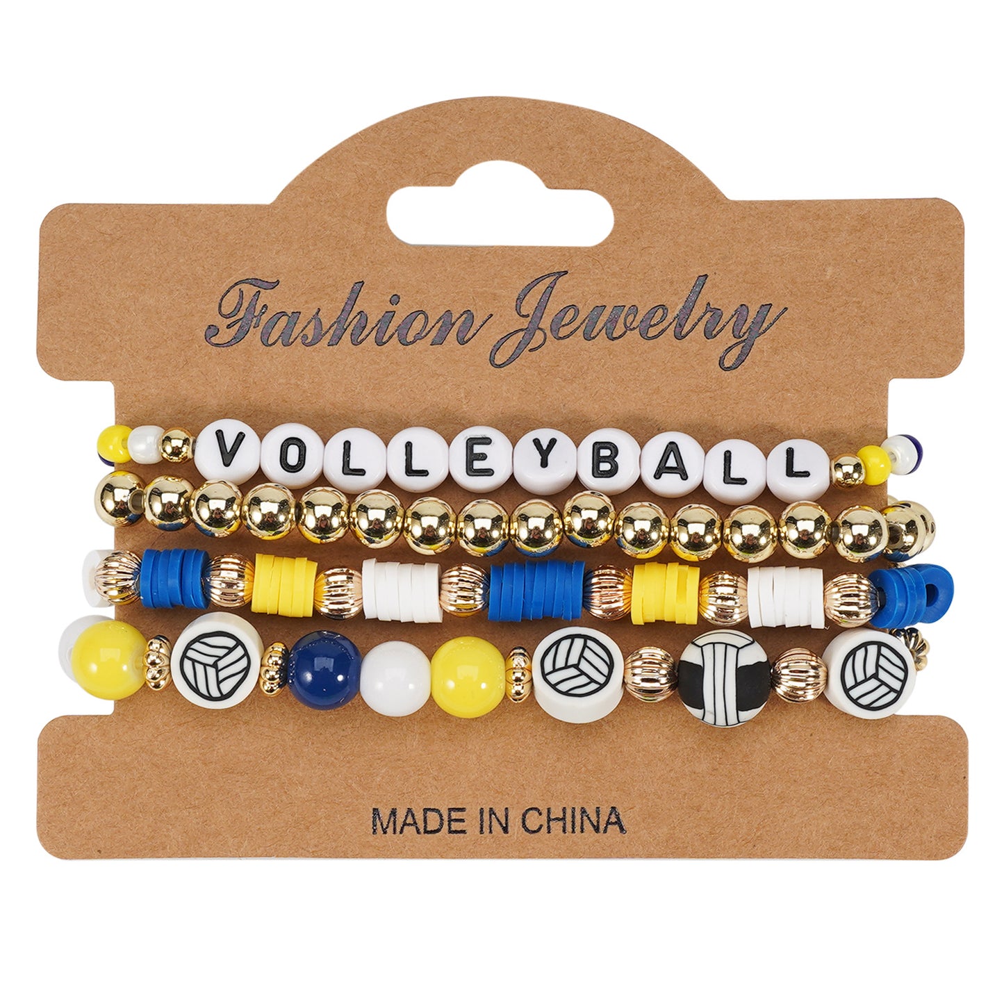 Set di braccialetti elastici unisex con perline, con elementi a tema basket, calcio, baseball e pallavolo