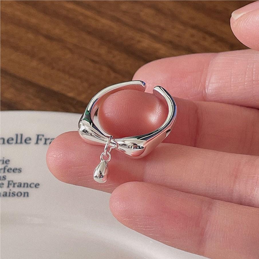 Anello da donna in argento Sterling S925 geometrico minimalista con design a maglie di catena