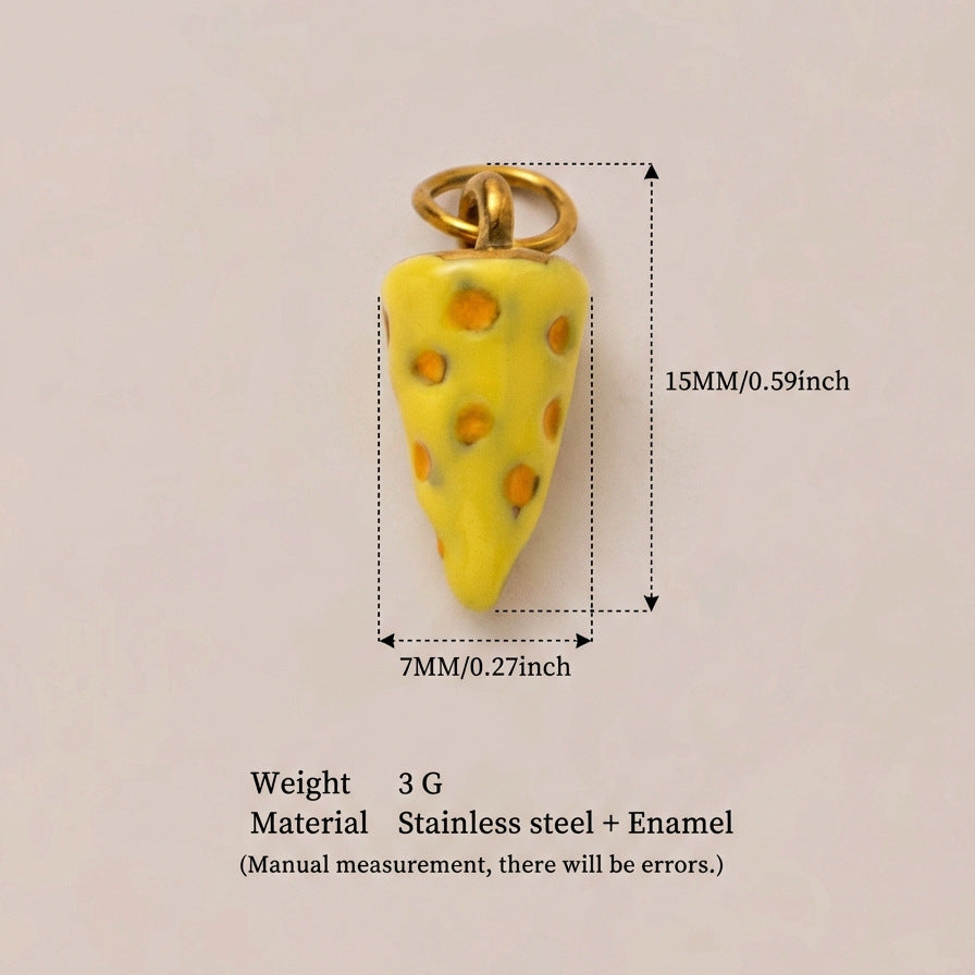 Minimalist Geometric Heart Floral Drip Oil PVD 18K Gold Plated Titanium Steel DIY Charm Bar Pendant for Unisex