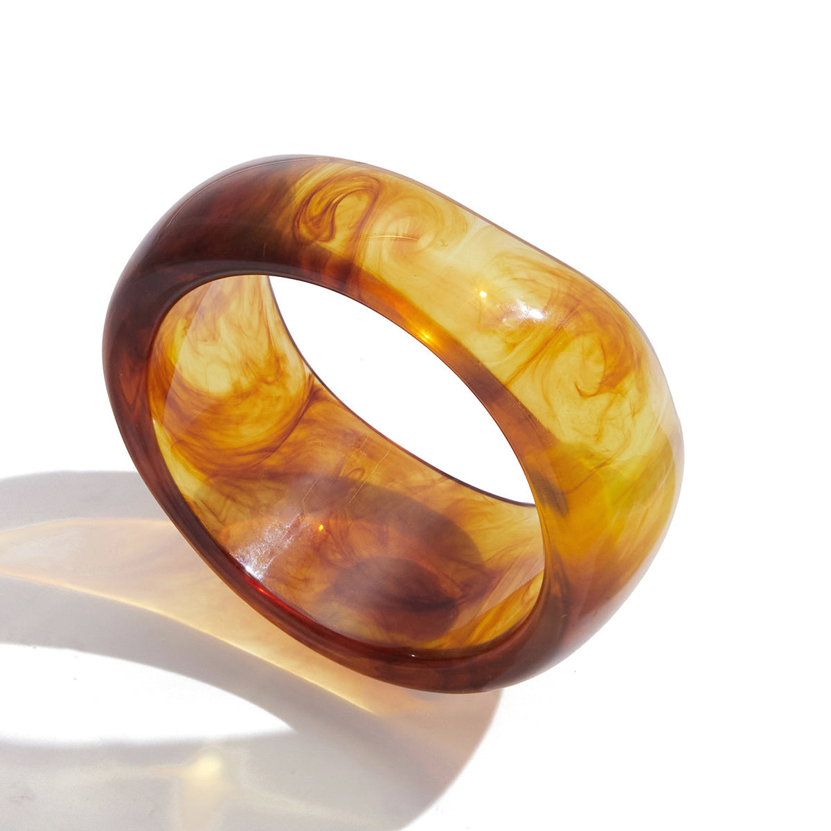 Bracciale Largo Irregolare da Donna in Resina con Placcatura in Acciaio Inossidabile, Design Geometrico e Ovale, Accessorio alla Moda in Stile Ufficio