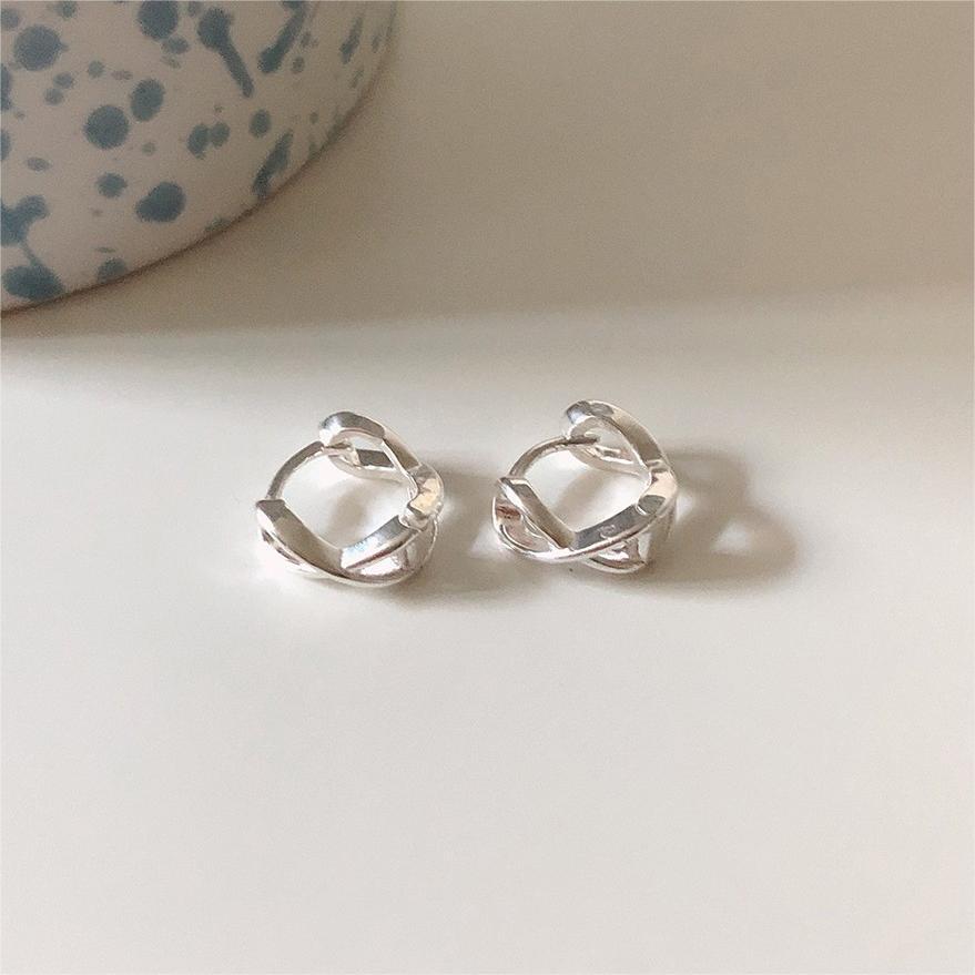 Minimalist Cross-Shaped 925 Sterling Silver Earrings for Women with Gold Plating