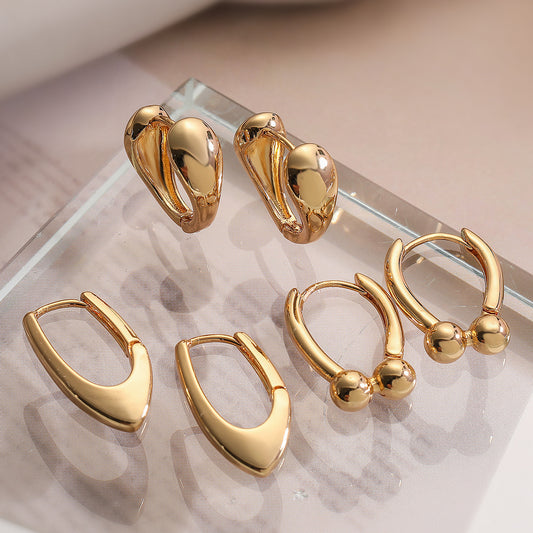 Pendientes Geométricos Irregulares Minimalistas para Mujer de Latón con Baño de Oro