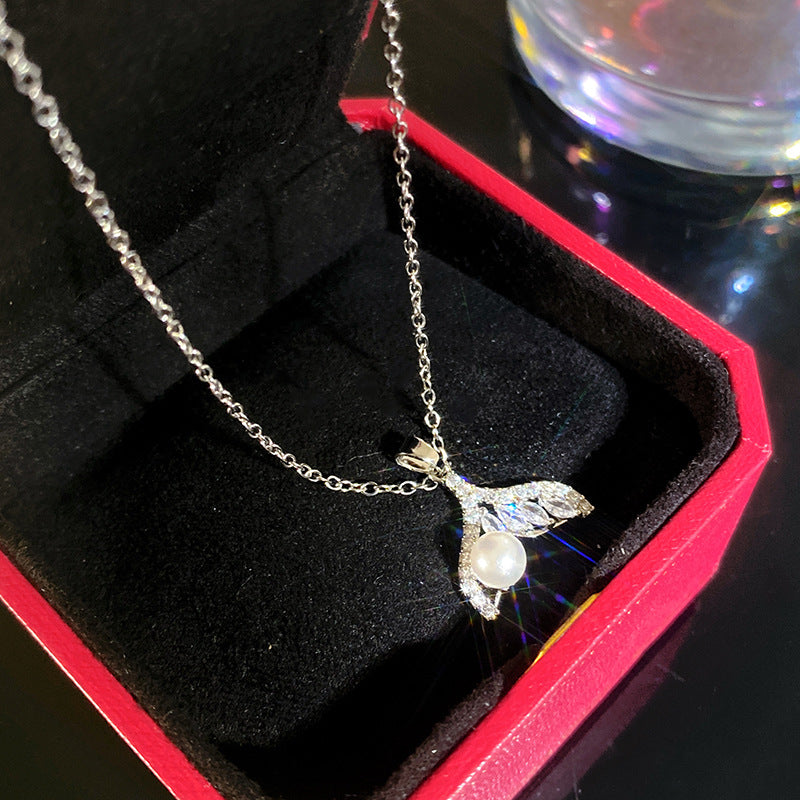 Sporty Sweet Micro-Set Cubic Zirconia Fruit Square Pendant Titanium Steel Cable Chain Necklace