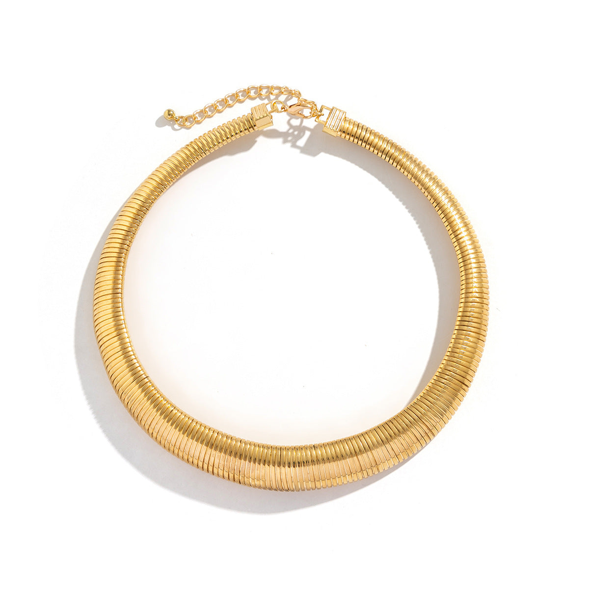 Bold Geometric Snake Chain Choker Necklace for Women Made of Metal with Multi-Layered Locket Design