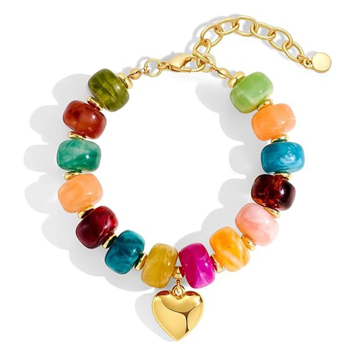 Bohemian Minimalist Geometric Round Resin Acrylic Beaded Bracelet for Women