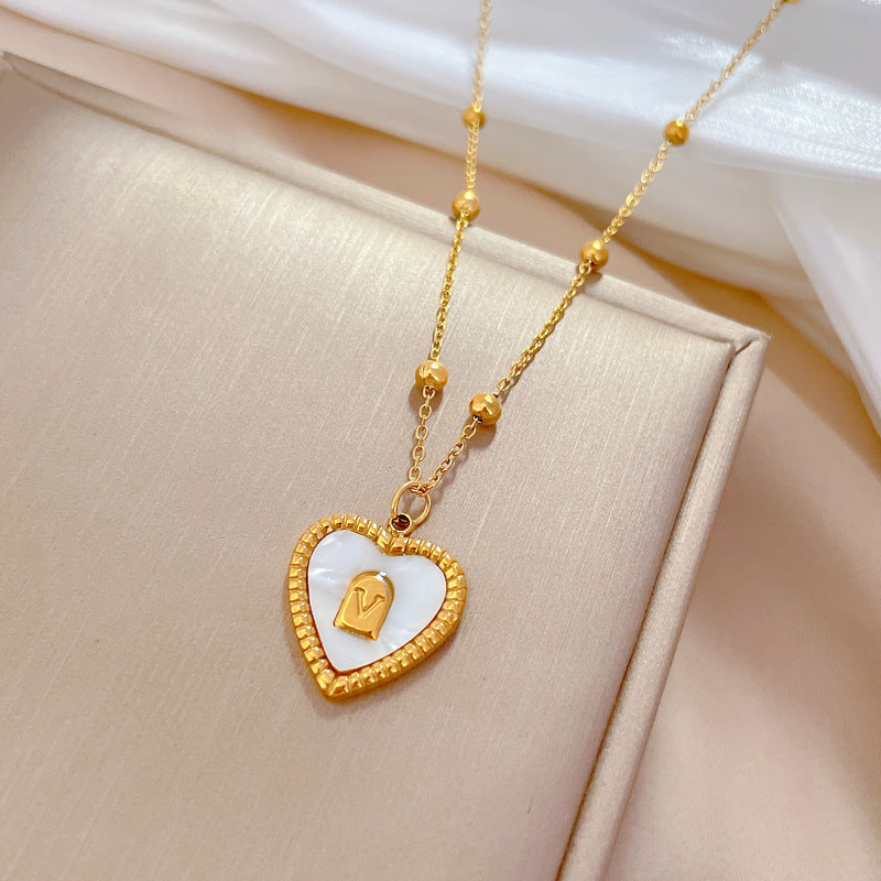 Collar Minimalista de Acero de Titanio en Forma de Corazón con Baño de Oro para Mujer y Hombre Cadena de Camafeo Accesorio de Moda