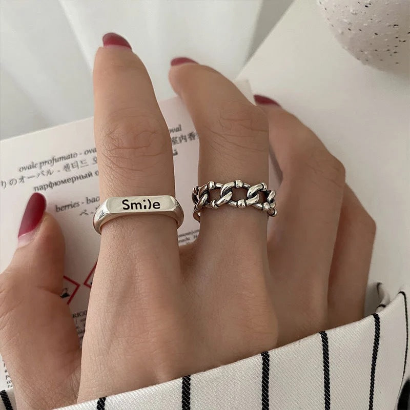 Minimalist Sweet Geometric Teardrop Alloy Plated Ring Set