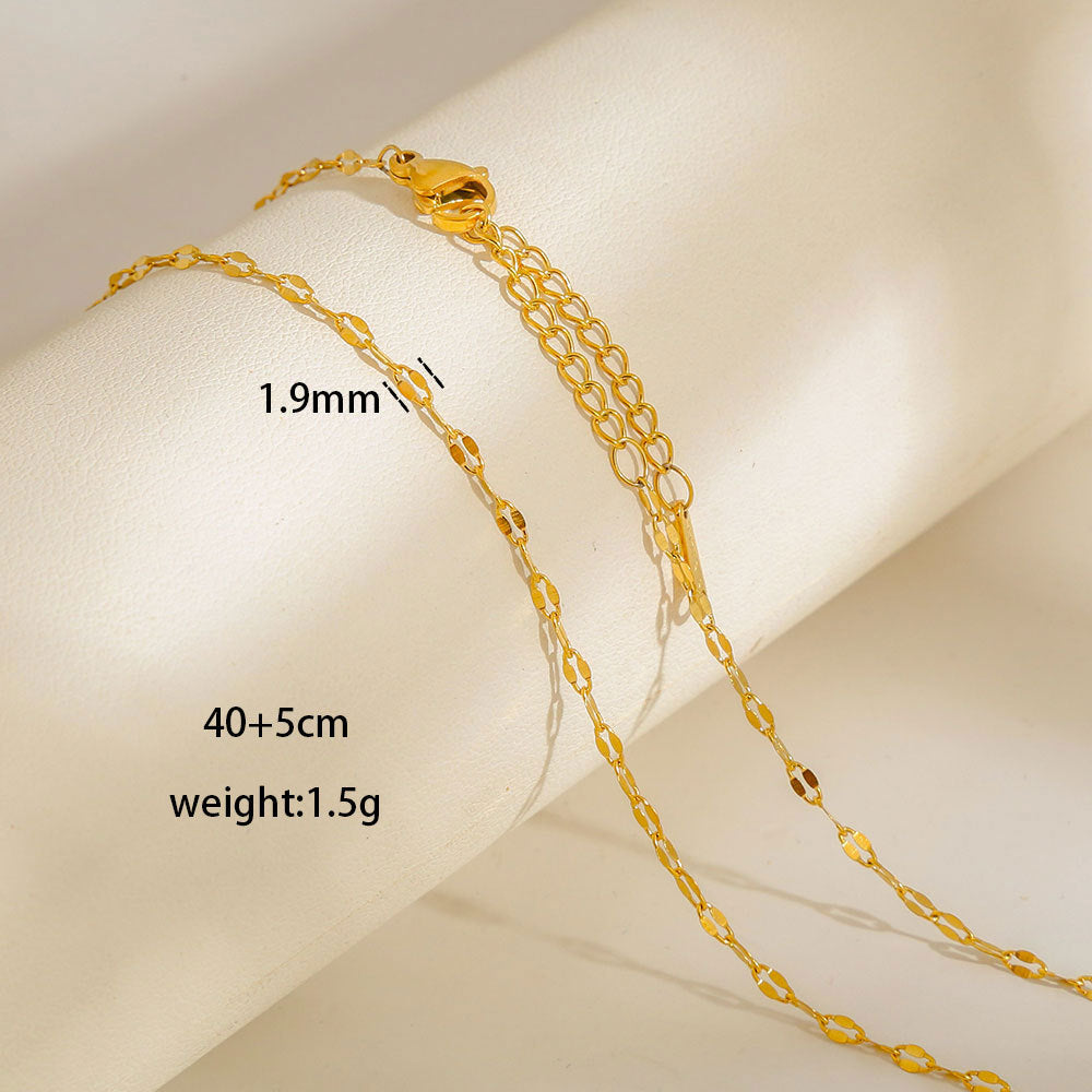 Collana con Ciondoli Geometrici Minimalisti in Acciaio al Titanio Placcato con Nappe, Charm Fai da Te per Donne