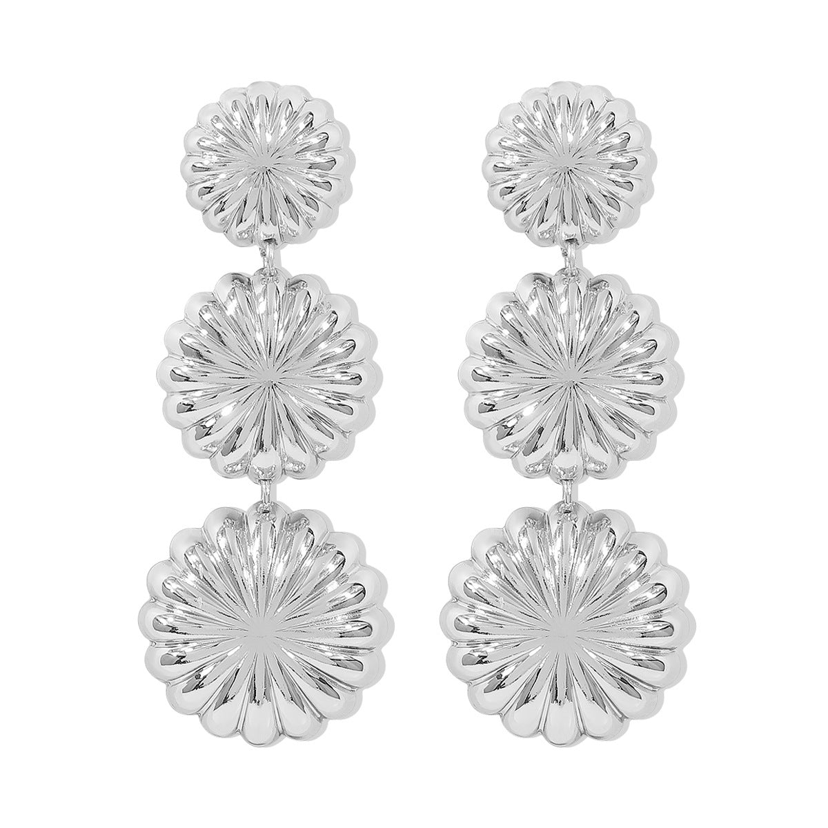 Orecchini a cerchio in lega floreale Sweet-Edgy da donna con finitura placcata