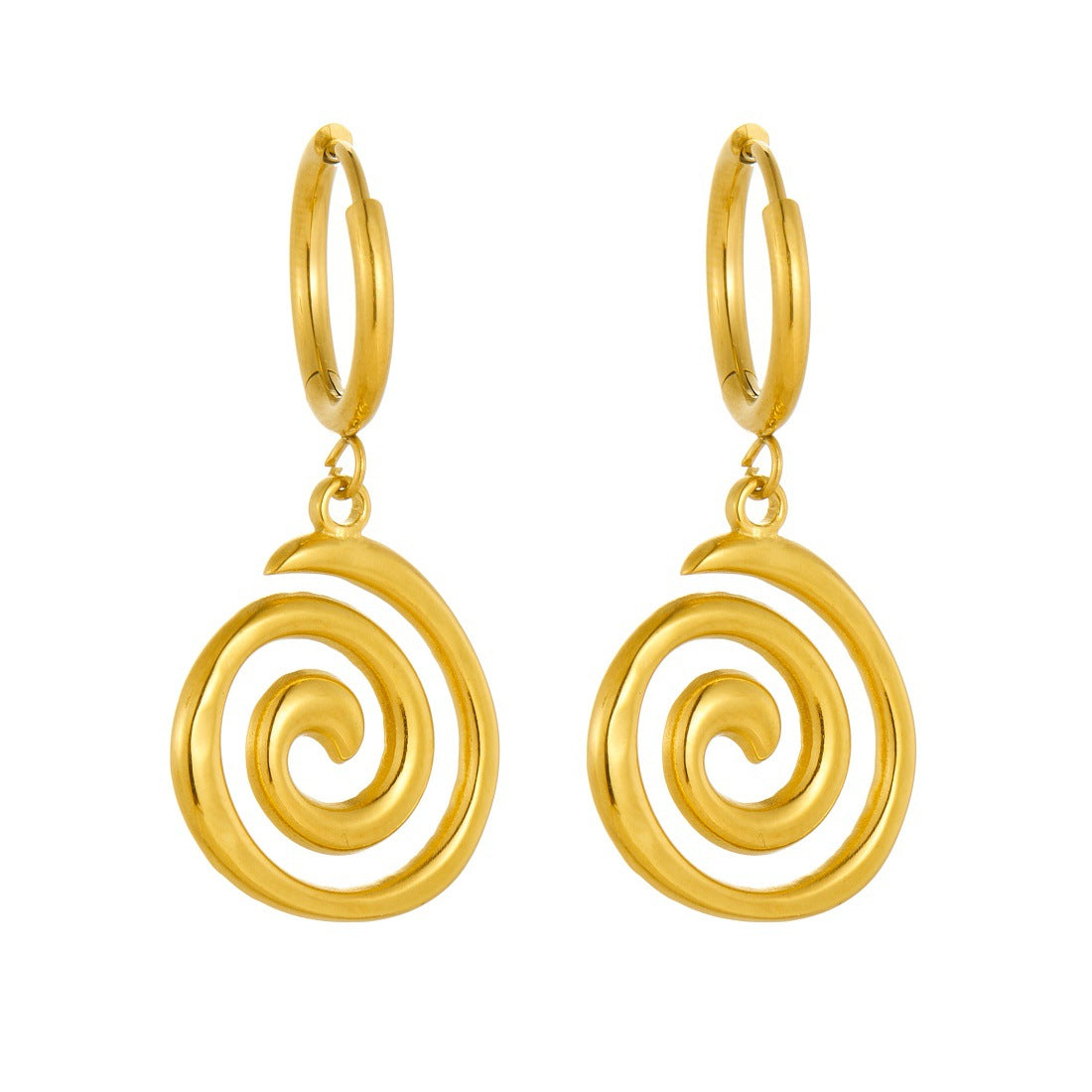 Minimalist Gold Plated Round Geometric Stainless Steel Earrings for Women