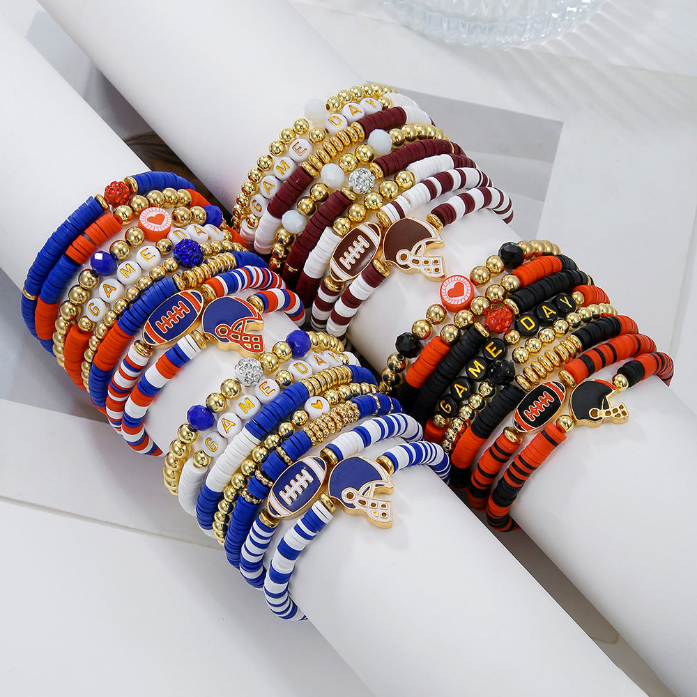 Geometric Drip Oil Resin Alloy Acrylic Beaded Bracelet Set Unisex Elastic Friendship Hand Jewelry