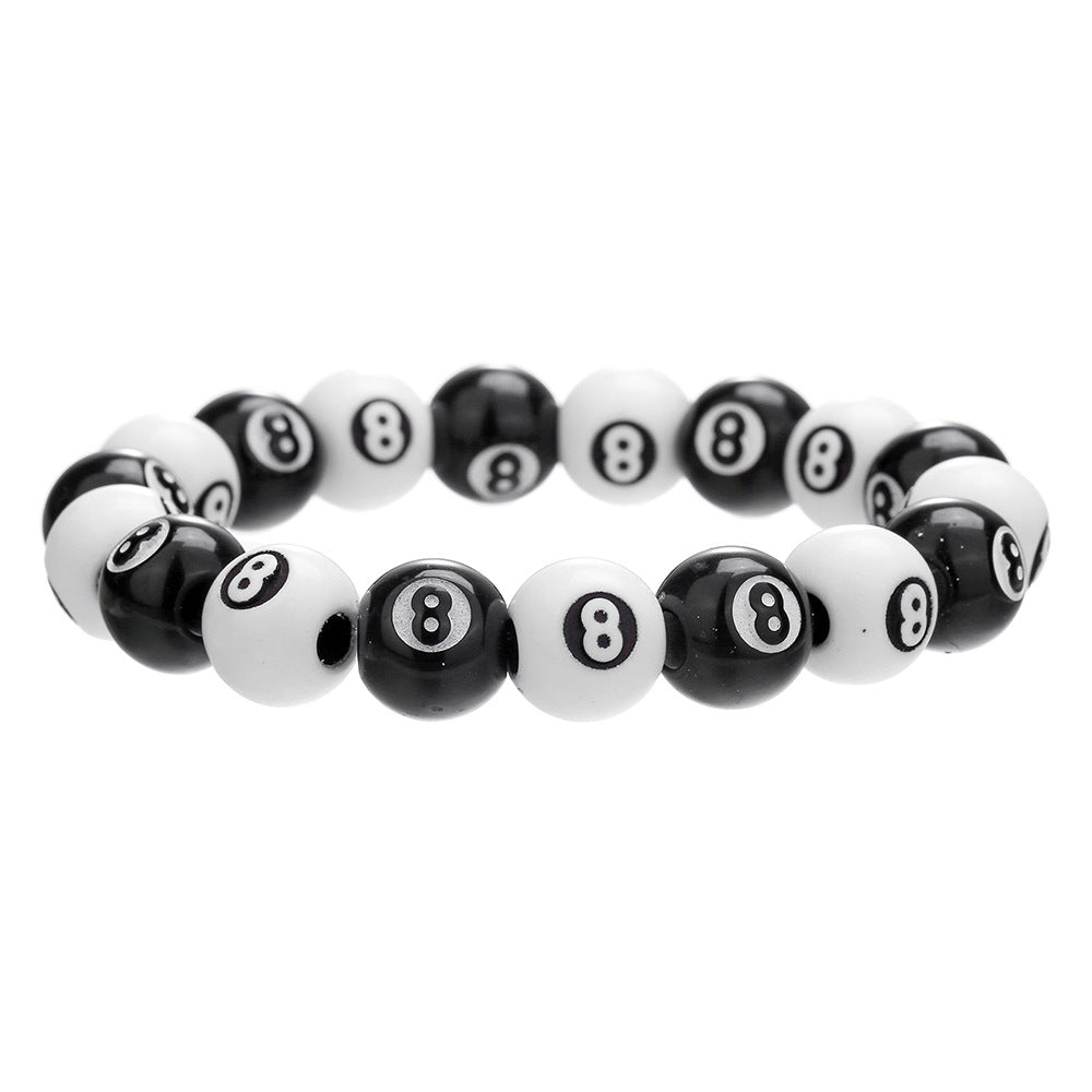 Round Acrylic Billiard 8-Ball Elastic Bracelet