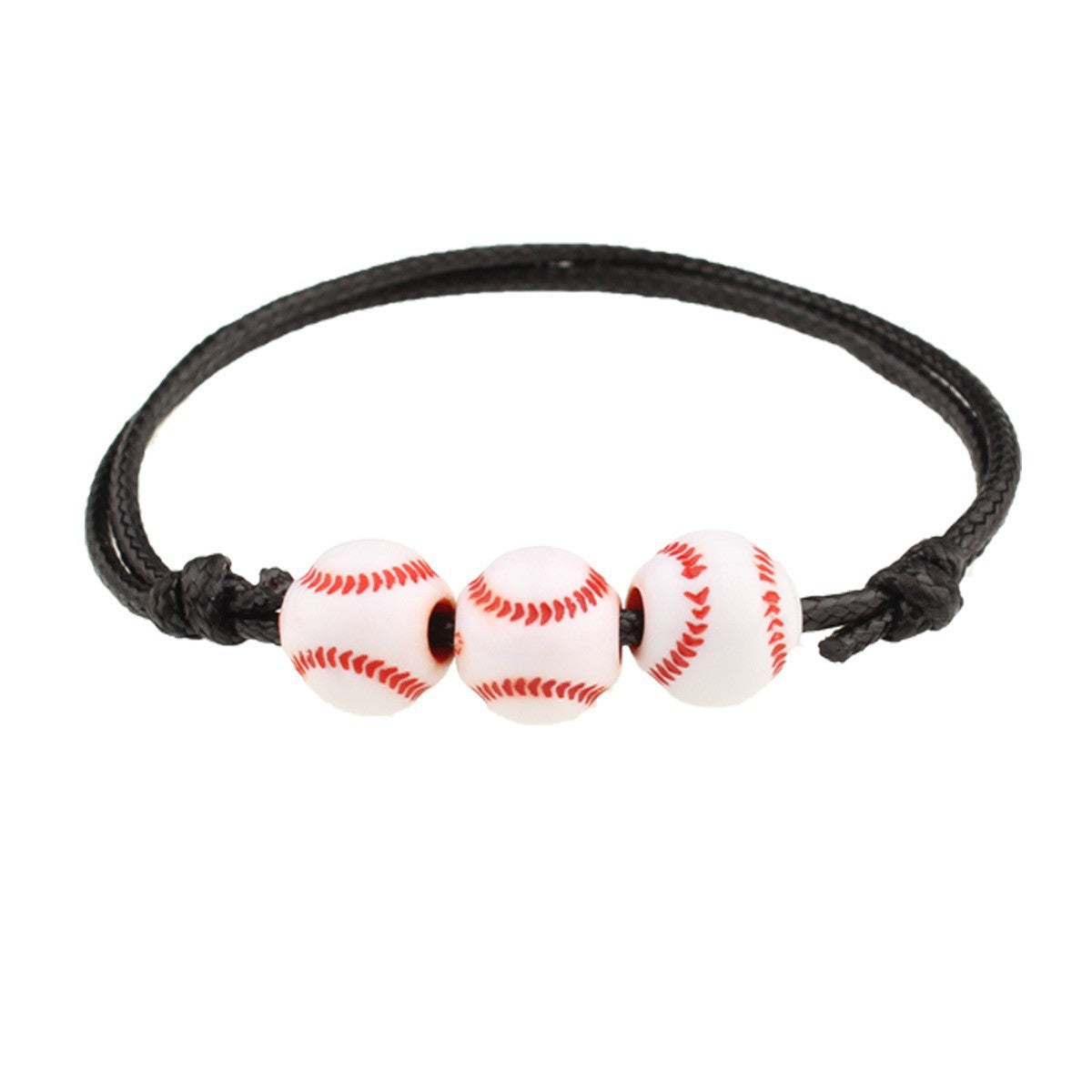Sporty Geometric Acrylic Ball Beaded Bracelet Unisex Handmade Waxed Cord