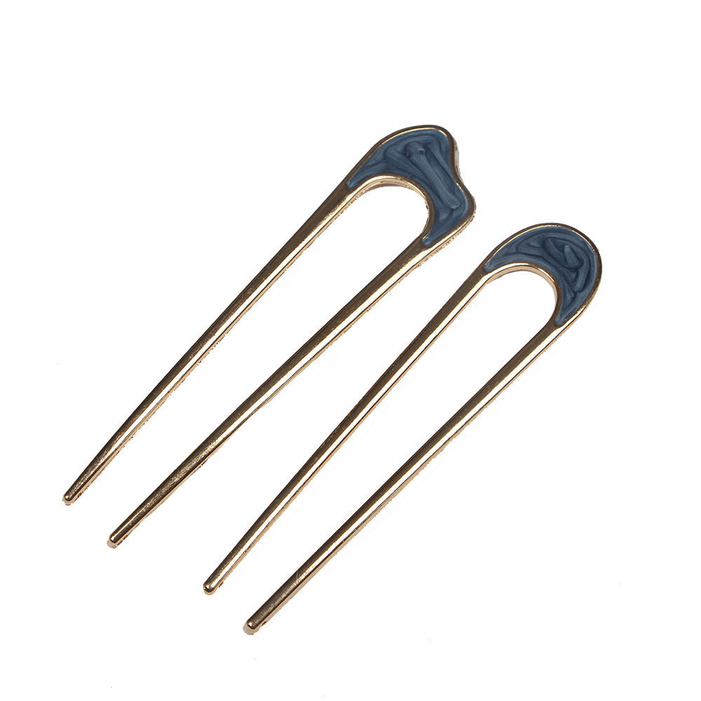 Minimalist Geometric Alloy Plated Hair Fork U-Shaped Hair Pin