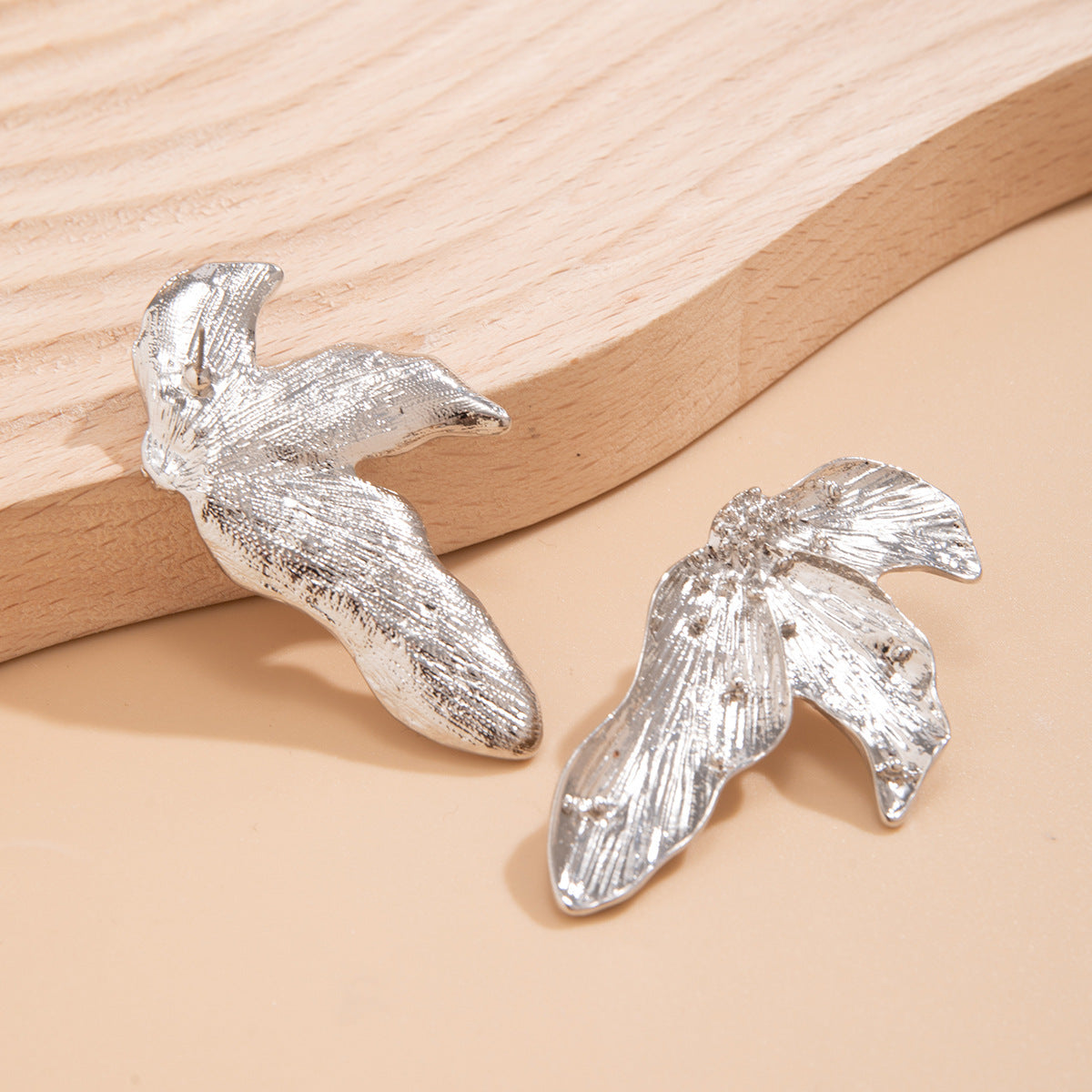 Minimalist Botanical Leaf Earrings for Women in Alloy with Electroplated Finish and Stainless Steel Posts