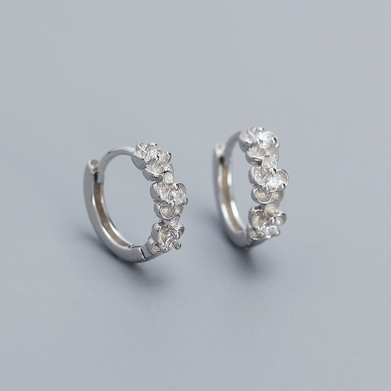 Orecchini a perno da donna a forma di fiore in argento sterling 925, stile floreale dolce, con finitura placcata