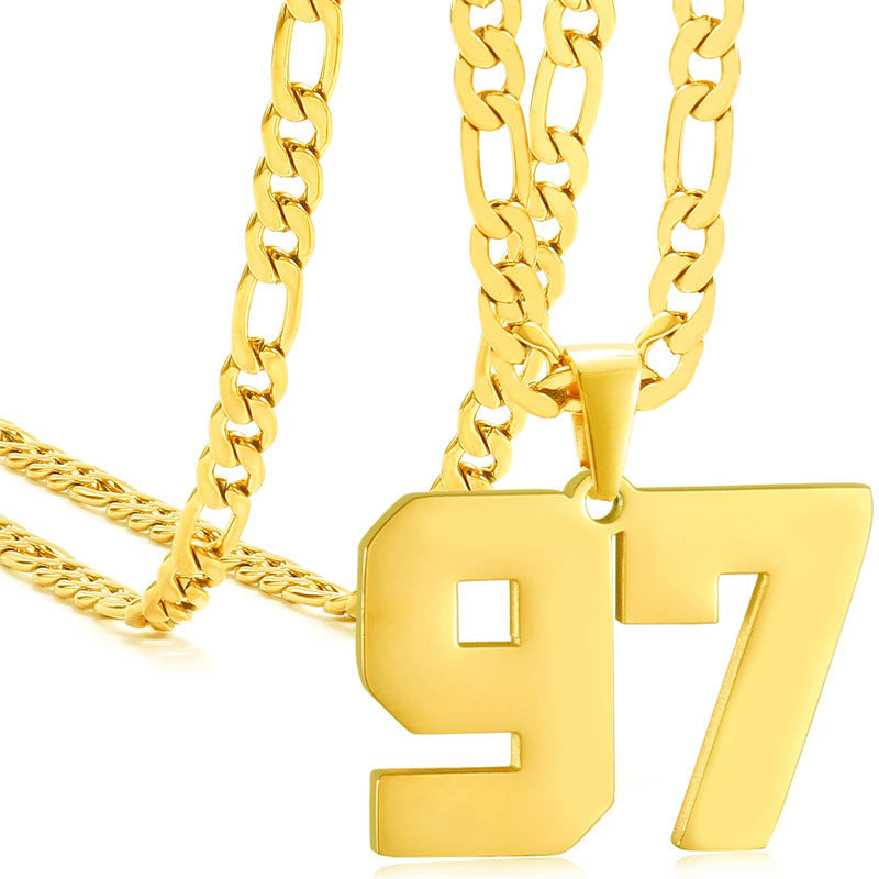 Minimalist Numeric Pendant Necklace for Men and Women Stainless Steel Chain with Polished Titanium Steel Charm