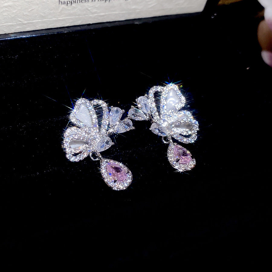 Orecchini floreali minimalisti con perle, perno in argento sterling 925 e strass, da donna