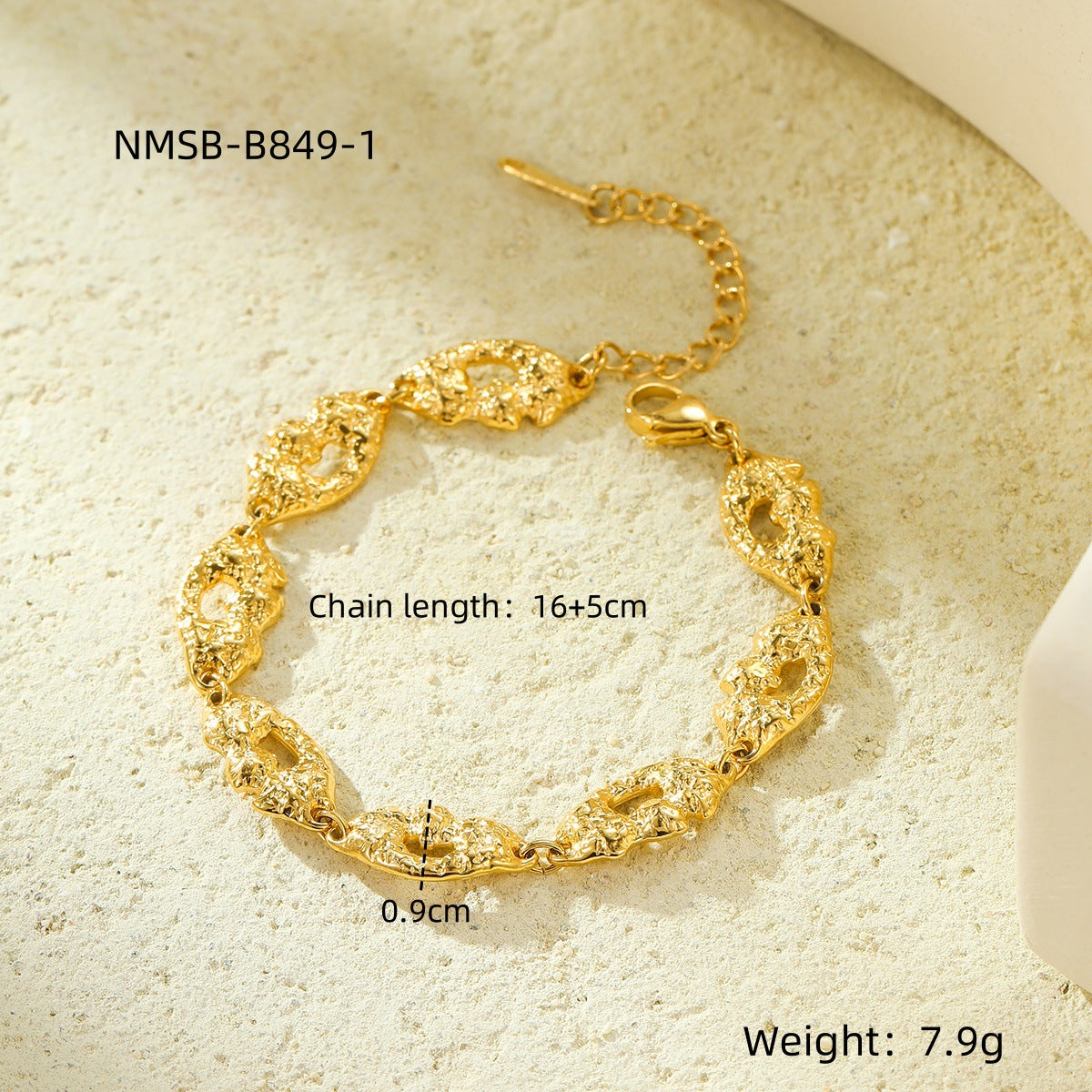 Fashionable Geometric Stainless Steel Bracelet with 18K Gold Plating and Zircon Inlay for Women