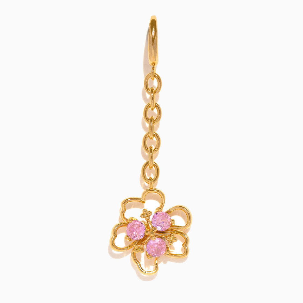 Sweet Floral Plant Stainless Steel Plated Keychain with Tassel for Women