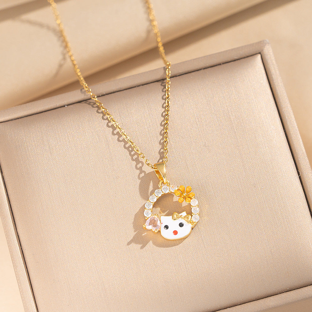 Collar Minimalista con Colgante de Ola y Geométrico para Mujer en Acero de Titanio con Chapado en Oro de 18K, Cadena Hipoalergénica para Clavícula con Motivos de Corazón y Lazo