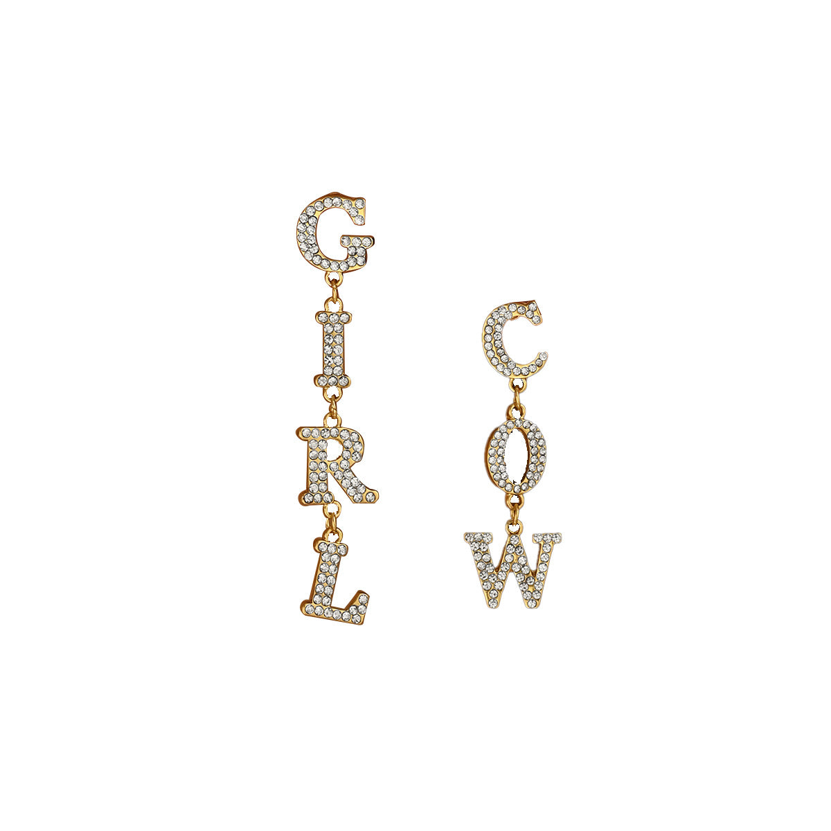 Luxury-Style Letter-Shaped Zinc Alloy Stud Earrings with Rhinestone Inlay for Women