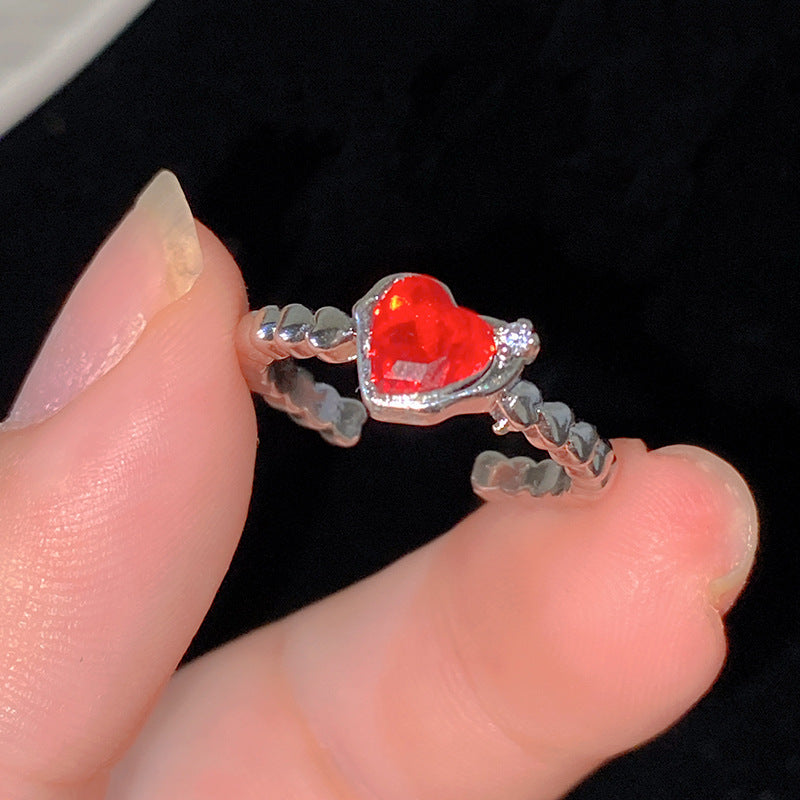Minimalist Sweet Colorful Crown Flower Bow Teardrop Brass Ring with Cubic Zirconia Inlay for Women