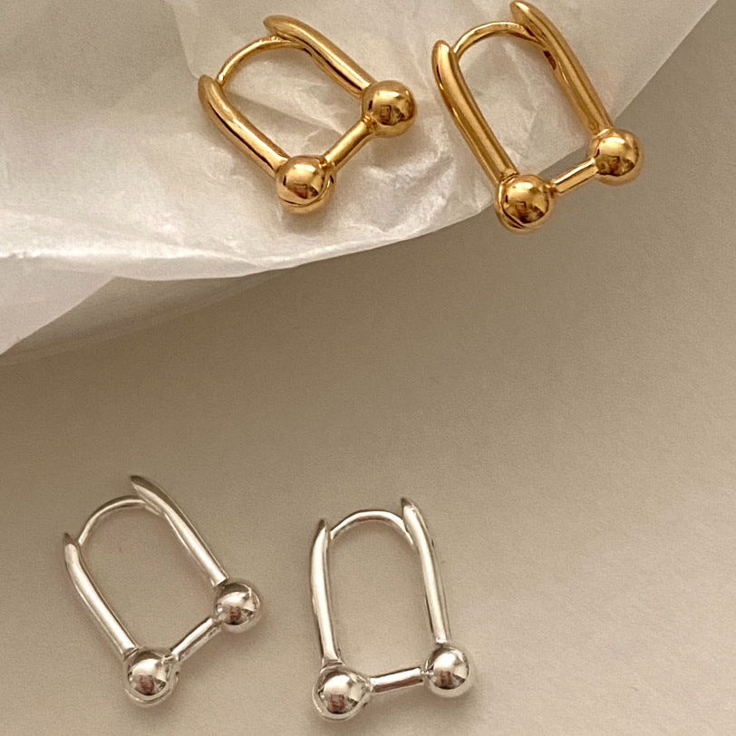 Orecchini Minimalisti Geometrici Stile Industriale in Argento Sterling 925 Realizzati a Mano con Dettaglio a U