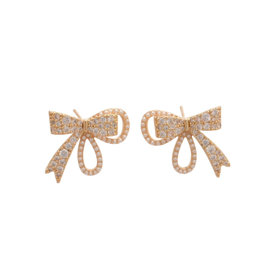 Elegantes pendientes de perlas con circonitas en forma de estrella, minimalistas, para mujer, con postes de acero inoxidable