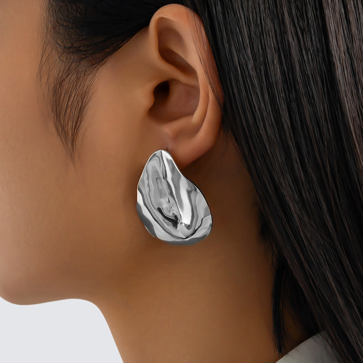 Exaggerated Irregular Oval Geometric Plated Stainless Steel Earrings for Women