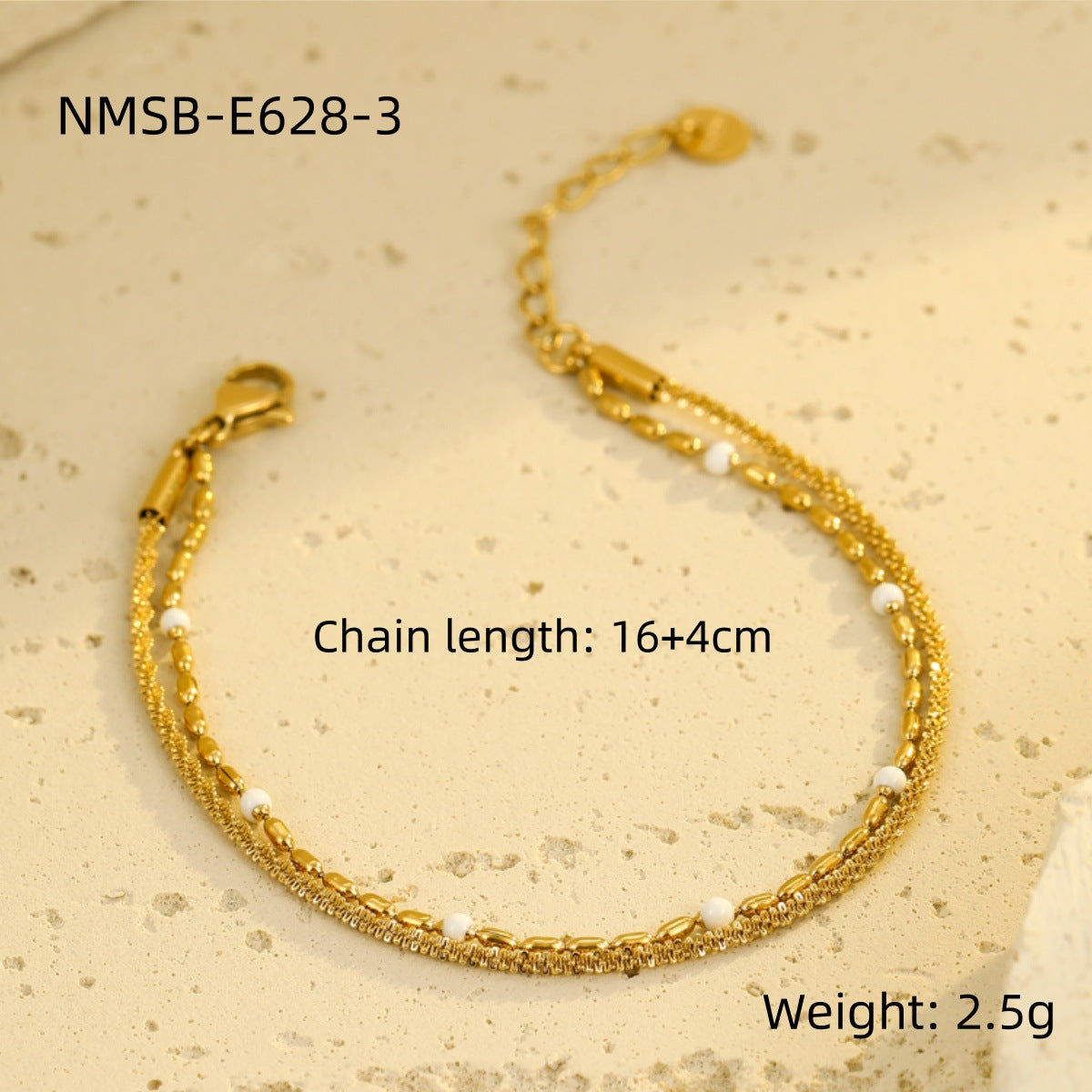 Bracciale da donna stile OL alla moda con perline, base in acciaio inossidabile, finitura placcata oro 18 carati, perline Miyu colorate, costruzione in acciaio al titanio
