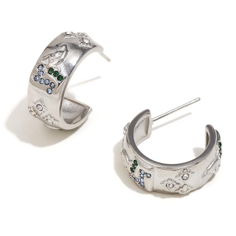 Elegant Geometric 18K Gold Plated Stainless Steel Ring Bracelet Earring Set for Women