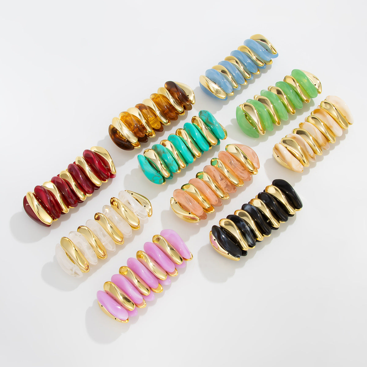 Vintage Elegant Geometric Oval Resin Gradient Bracelet for Women