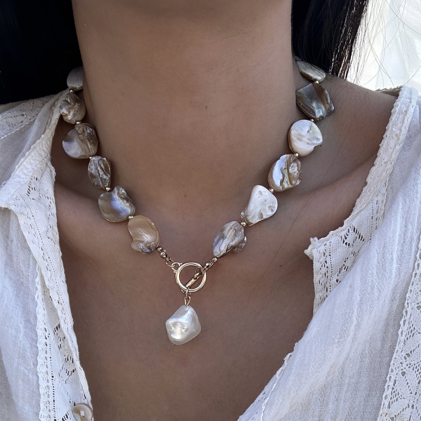 Sweet Geometric Star Shell Alloy Plated Necklace for Women