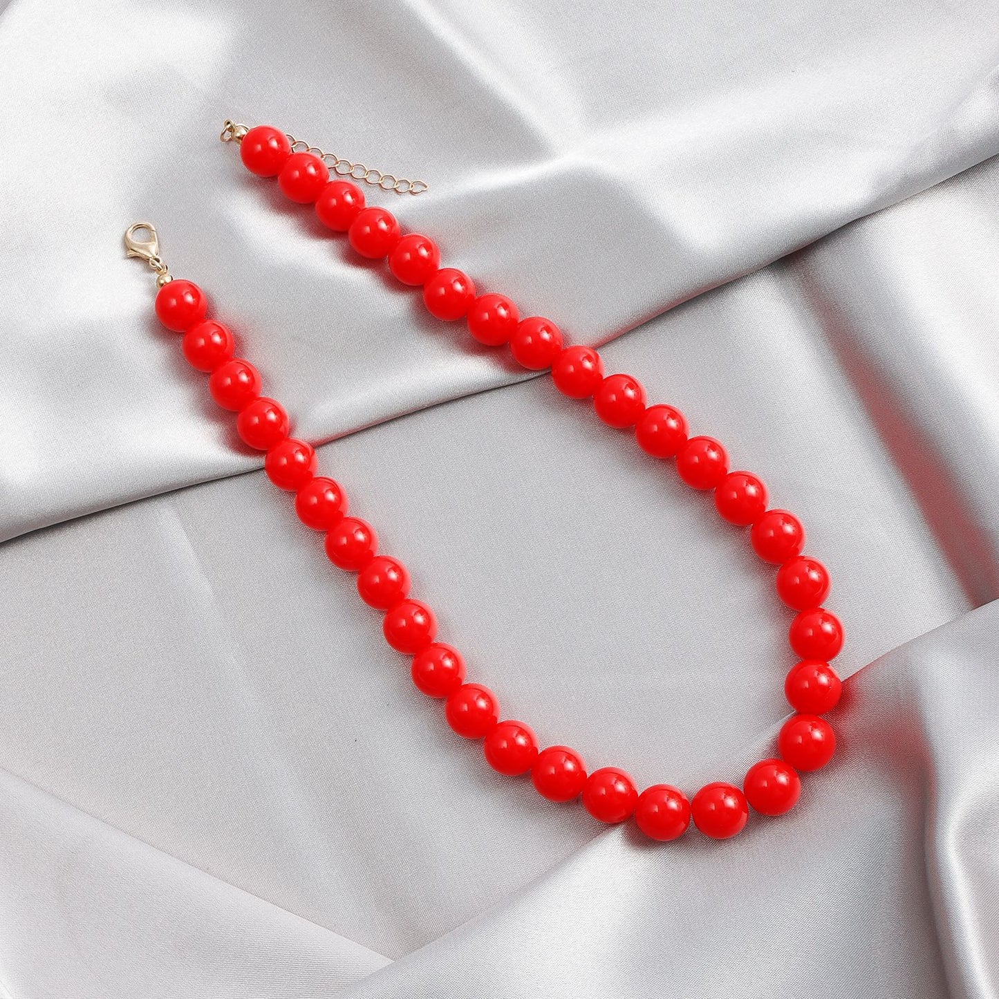 Collar de moda geométrico acrílico con cuentas para mujer con cadena de locket con acabado chapado