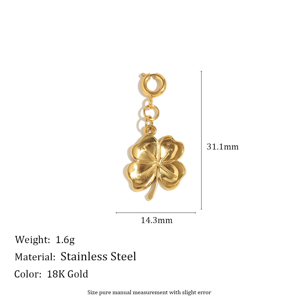 18K Gold Plated Stainless Steel Animal Charm Bar Pendant