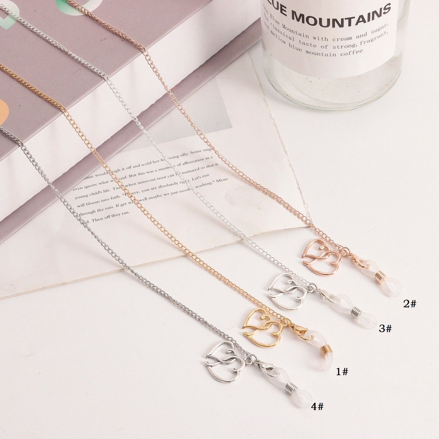 Heart Shaped Alloy Mask Chain and Eyeglass Holder