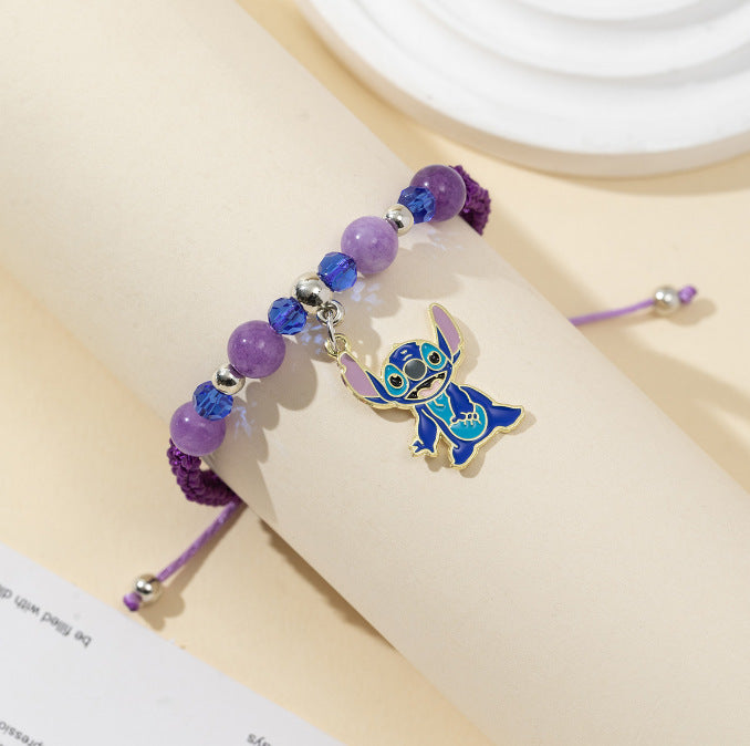 Bracciale per bambini fatto a mano con perline a forma di stella in resina, con design della Principessa Anna e accenti di cristallo
