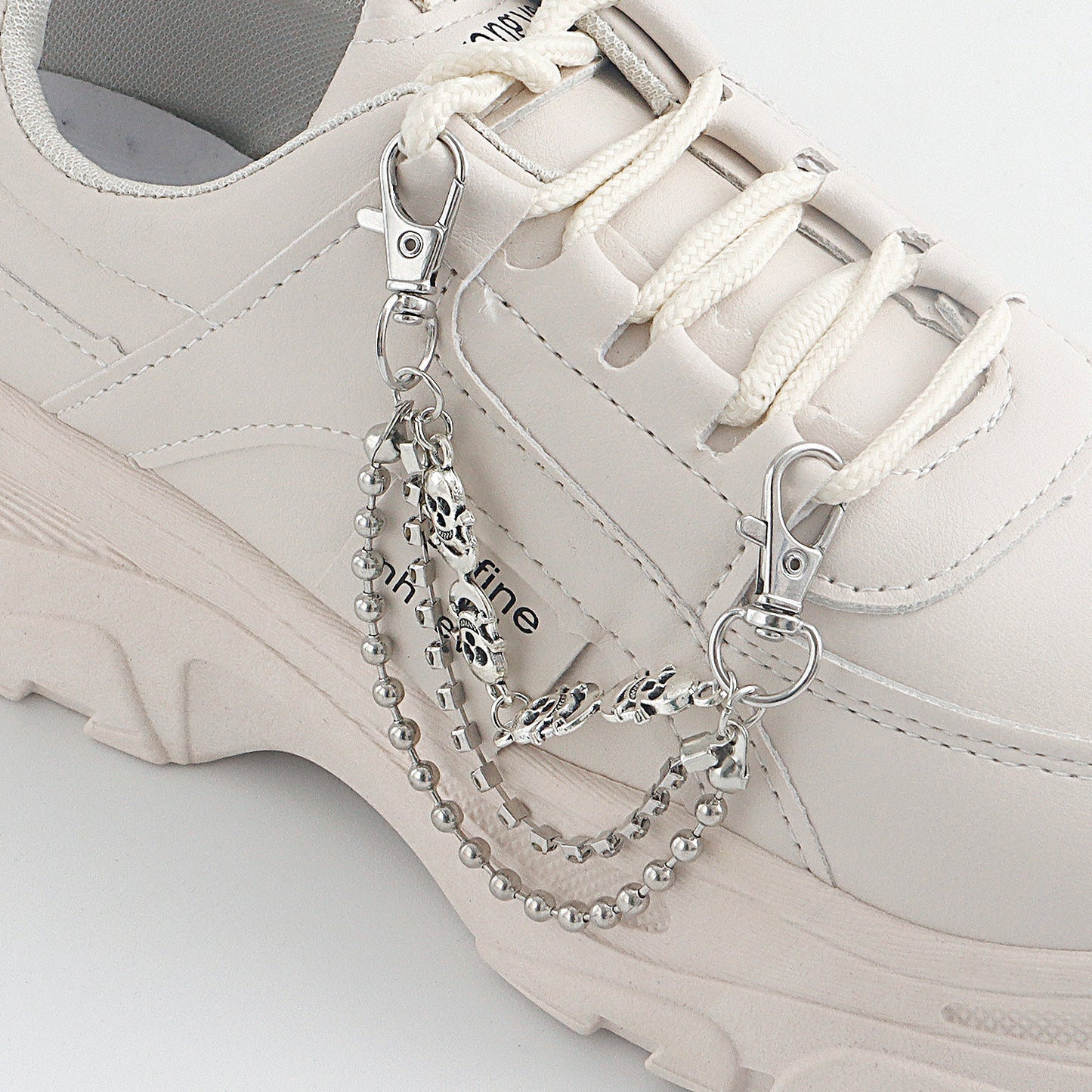 Geometric Skeleton Anklet in Alloy for Women with Round Bead Chain and Fashionable Sporty Design