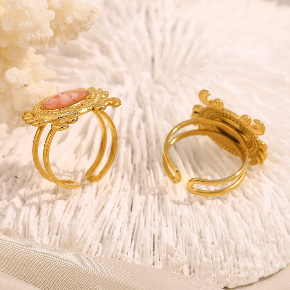 Anello da donna in acciaio inossidabile a forma di granchio, alla moda, con placcatura in oro 18 carati e finitura smaltata