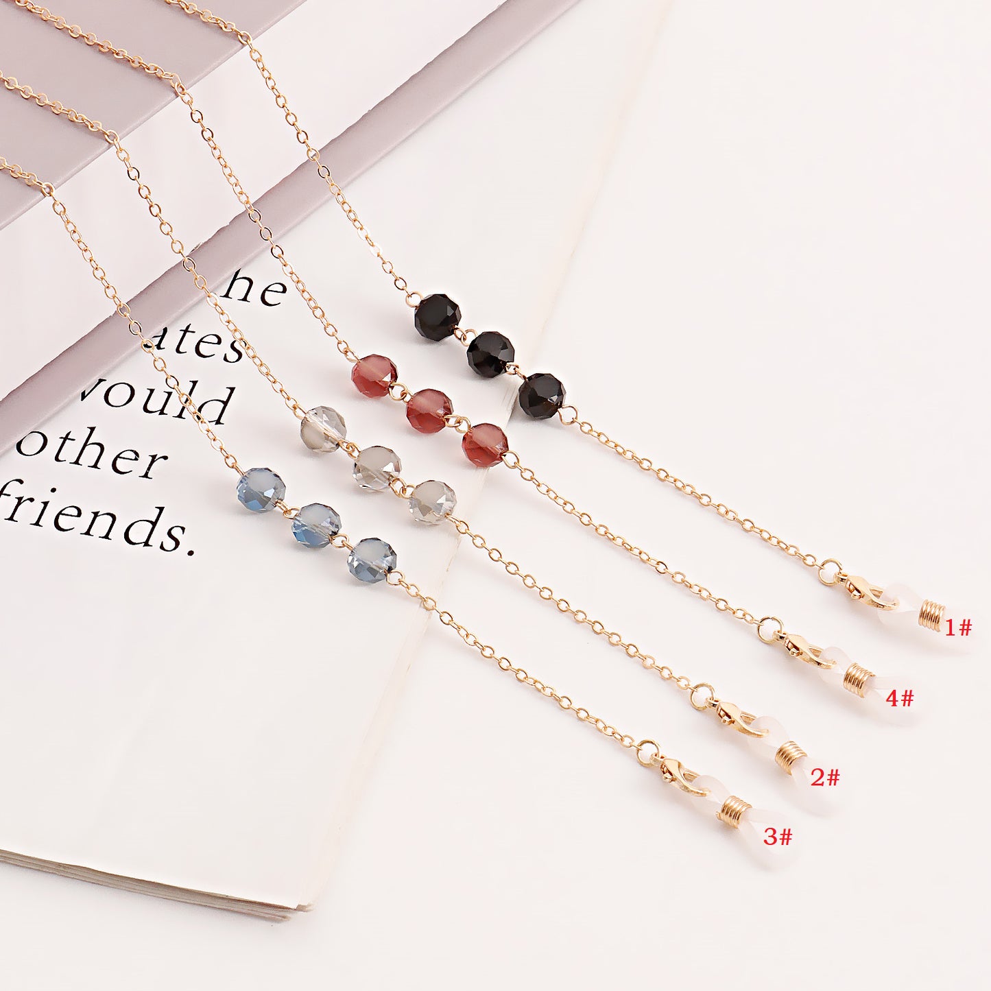 Crystal Inlay Alloy Mask Chain and Glasses Lanyard