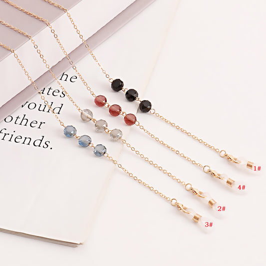 Crystal Inlay Alloy Mask Chain and Glasses Lanyard