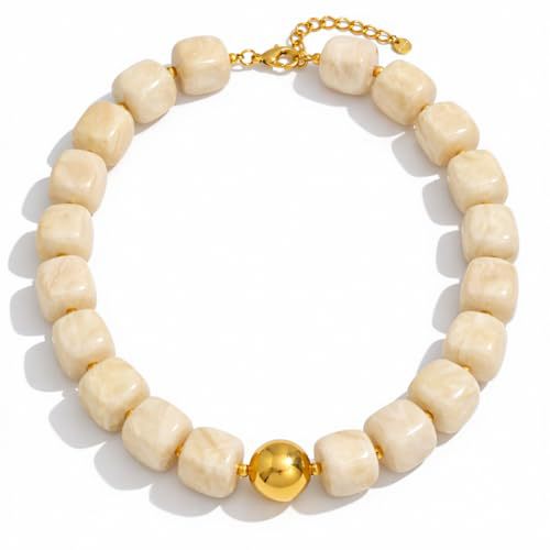 Casual Square Resin Polished Pendant Necklace for Women