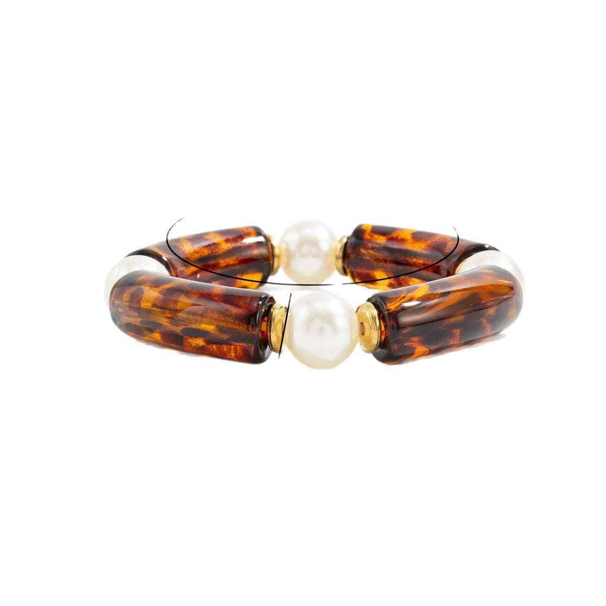 Bracciale Acrilico Vintage con Gradiente Geometrico placcato e Perline con design a Bambù